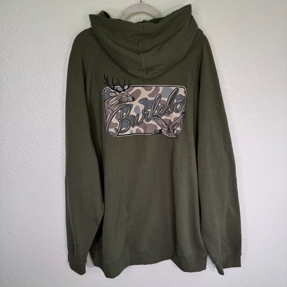 Burlebo Hoodie Mens 2XL Deer Duck Camo Graphic Pullover Outdoors Hunter NEW XXL